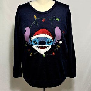 Torrid Sweater Christmas Disney Lilo & Stitch Santa Sequins Plus Size 1 14 16